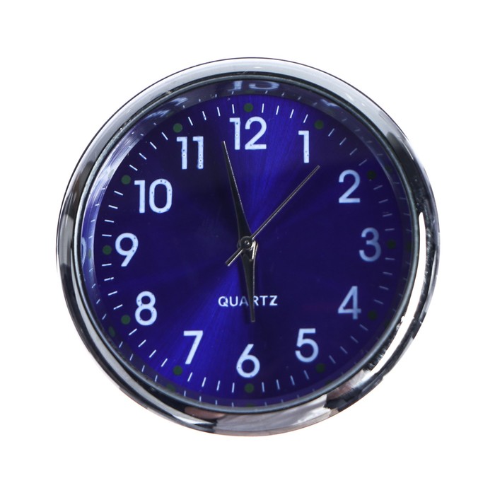 Часы автомобильные, внутрисалонные, d 4.5 см, синий циферблат - фото 1884939943