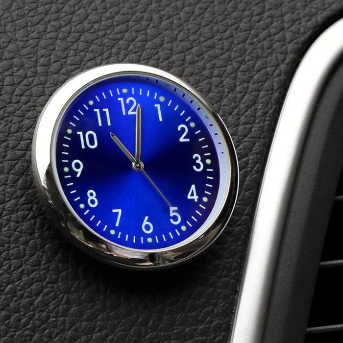 Часы автомобильные, внутрисалонные, d 4.5 см, синий циферблат - фото 1907014634