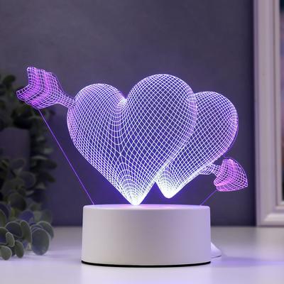 Светильник «Сердца» LED RGB от сети 9.5×18×15 см RISALUX