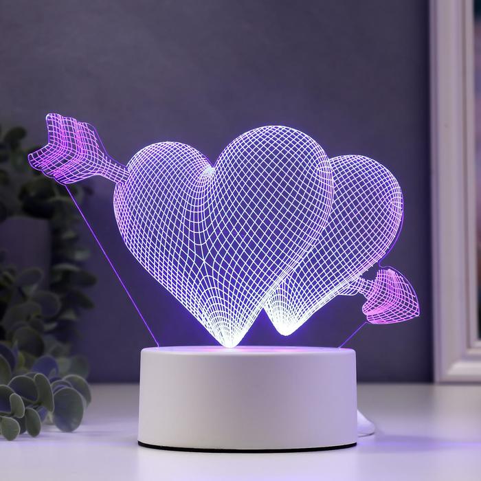Светильник "Сердца" LED RGB от сети 9,5х18х15 см RISALUX - фото 1907014660