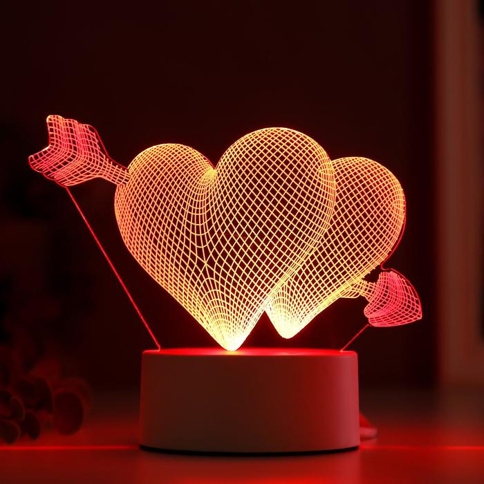 Светильник "Сердца" LED RGB от сети 9,5х18х15 см RISALUX - фото 1907014662