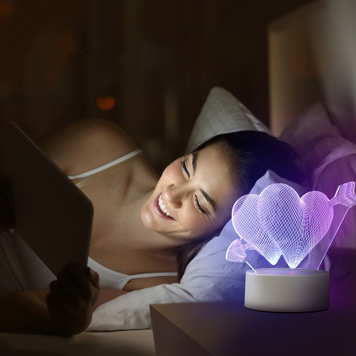 Светильник "Сердца" LED RGB от сети 9,5х18х15 см RISALUX - фото 1907014668