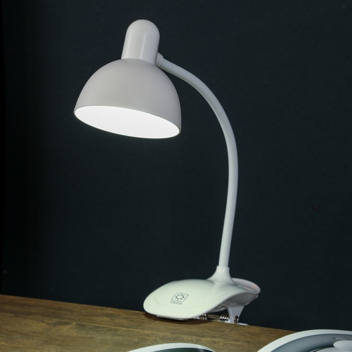 Лампа настольная на прищепке "Моно" LED 5Вт USB белый 16х16х38 см RISALUX - фото 1907014687