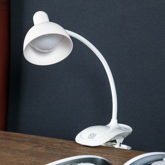 Лампа настольная на прищепке "Моно" LED 5Вт USB белый 16х16х38 см RISALUX - фото 1907014689