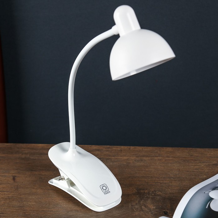Лампа настольная на прищепке "Моно" LED 5Вт USB белый 16х16х38 см RISALUX - фото 1887881010