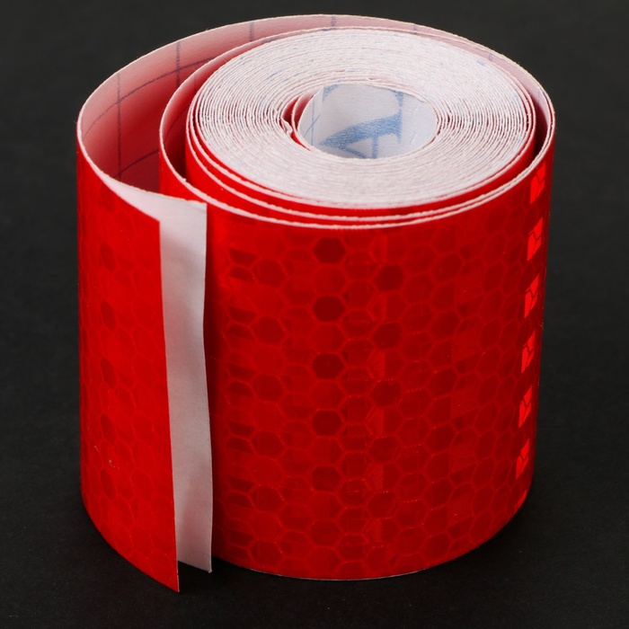 Светоотражающая лента TORSO, самоклеящаяся, красная, 5 см х 3 м - Фото 1