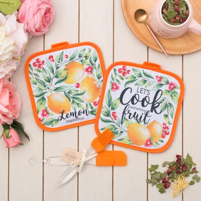 Набор подарочный "Inspiration lemon" прихватка 18х18- 2 шт., лопатка, кисть