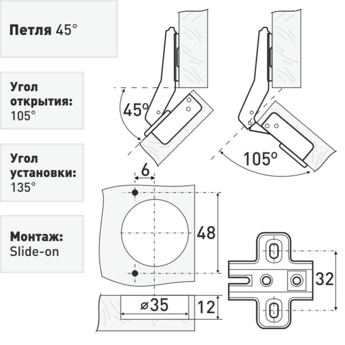 Схема петли 45 градусов