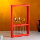 Кашпо деревянное 28×4.5×40 см с 5 колбами "Рамка Экстра", красный Дарим Красиво - Фото 1