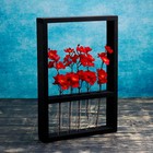 Кашпо деревянное 28×4.5×40 см с 5 колбами "Рамка Экстра", чёрный Дарим Красиво - Фото 1