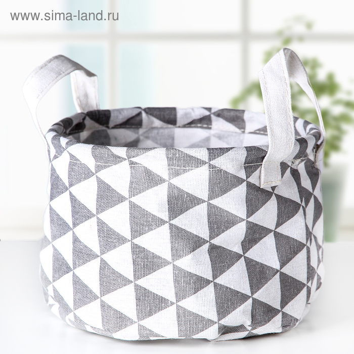 Корзина для хранения с ручками «Геометрия», 20×20×17 см, цвет серый - Фото 1