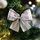 Бант новогодний, праздничный "Фейерверк", серебряный, 11 х 9 см - Фото 2