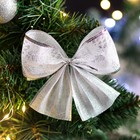 Бант новогодний, праздничный "Элегантный", серебряный, 14 х 10 см - Фото 2