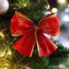 Бант новогодний, праздничный "Элегантный", красный, 14 х 10 см - Фото 2