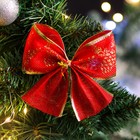 Бант новогодний, праздничный "Элегантный", красный, 14 х 10 см - Фото 4