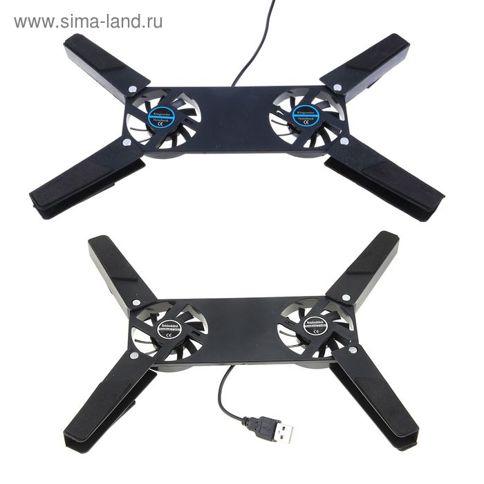 Подставка для охлаждения ноутбука складная D-15, 17*7, 2 кулера, USB МИКС - Фото 1