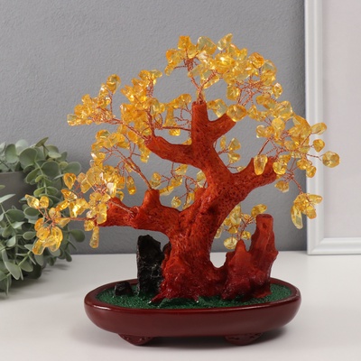 Сувенир бонсай "Янтарное денежное дерево" 252 камня 25х22х11 см