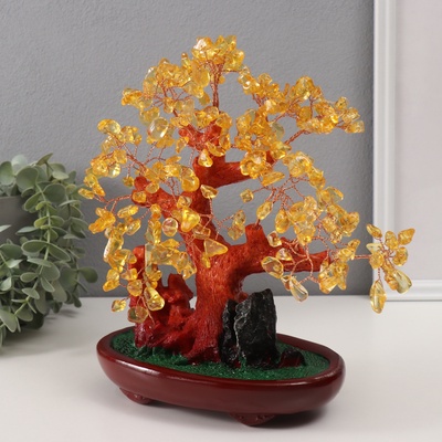 Сувенир бонсай "Янтарное денежное дерево" 252 камня 25х22х11 см