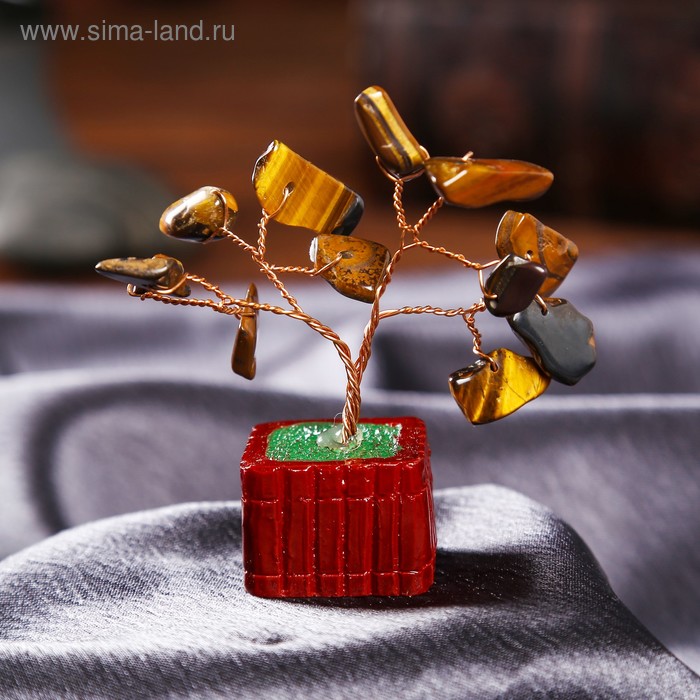 Сувенир бонсай "Денежное дерево с тигровым кристаллами" 12 шт 8х3х3,2 см - Фото 1