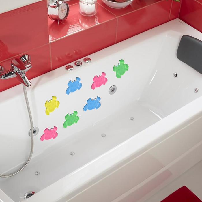 Набор мини-ковриков для ванны на присосках Доляна «Краб», 9×12 см, 6 шт, цвет МИКС - фото 1899444421