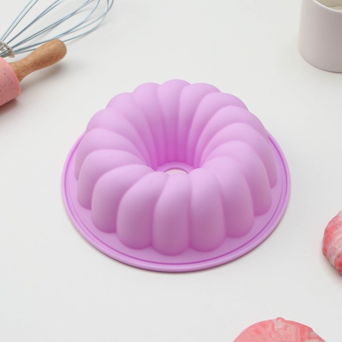 Форма для выпечки Доляна «Немецкий кекс. Завиток», силикон, 20×6 см, цвет розовый - Фото 1