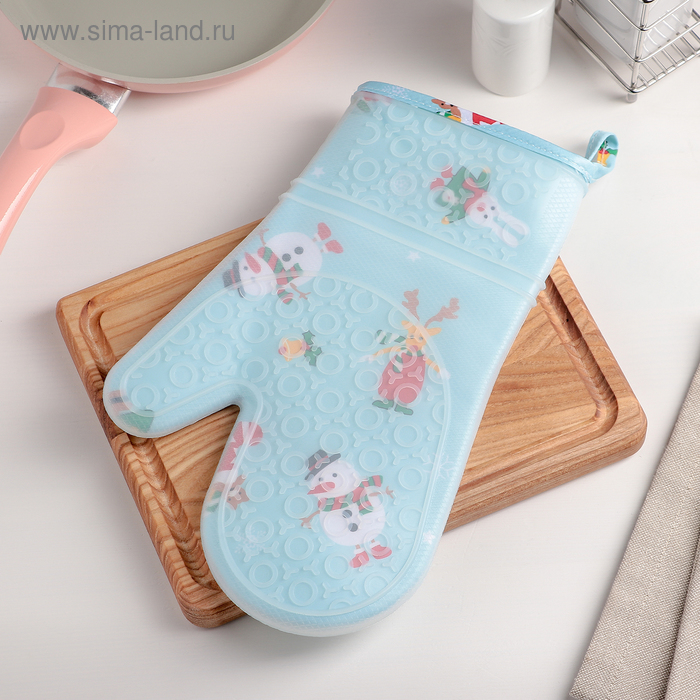 Прихватка для горячего 30×18 см, силикон, "Сани с подарками" - Фото 1