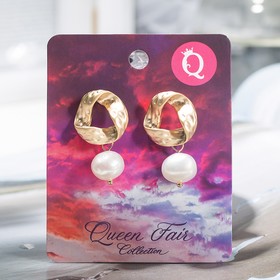 Серьги с жемчугом «Эксклюзив» барокко, капелька, цвет белый в матовом золоте