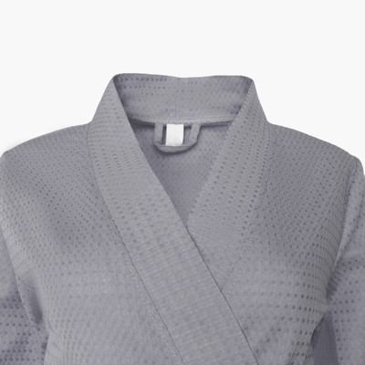 Халат вафельный женский Экономь и Я рукав 3/4, размер 50-52, серый, 100% хлопок, 200г/м2