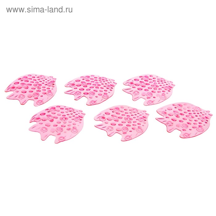 Набор мини-ковриков для ванны на присосках Доляна «Скат», 10×11 см, 6 шт, цвет МИКС - Фото 1
