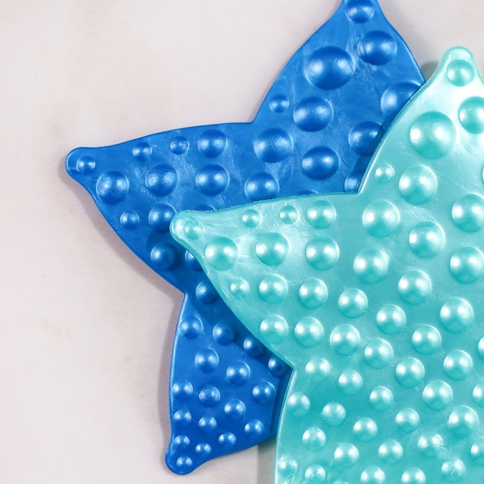 Набор мини-ковриков для ванны на присосках Доляна «Звезда», 10×10 см, 6 шт, цвет МИКС - фото 1896493763