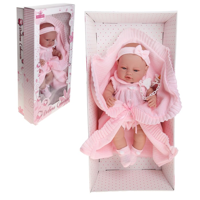 Пупс новорожденный б/механизма с одеялом в розовой одежде - Фото 1
