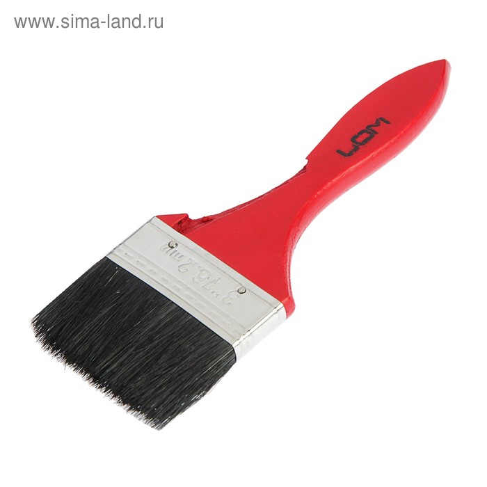 УЦЕНКА Кисть плоская ЛОМ, смешанная щетина, деревянная рукоятка, 3", 75 мм - Фото 1