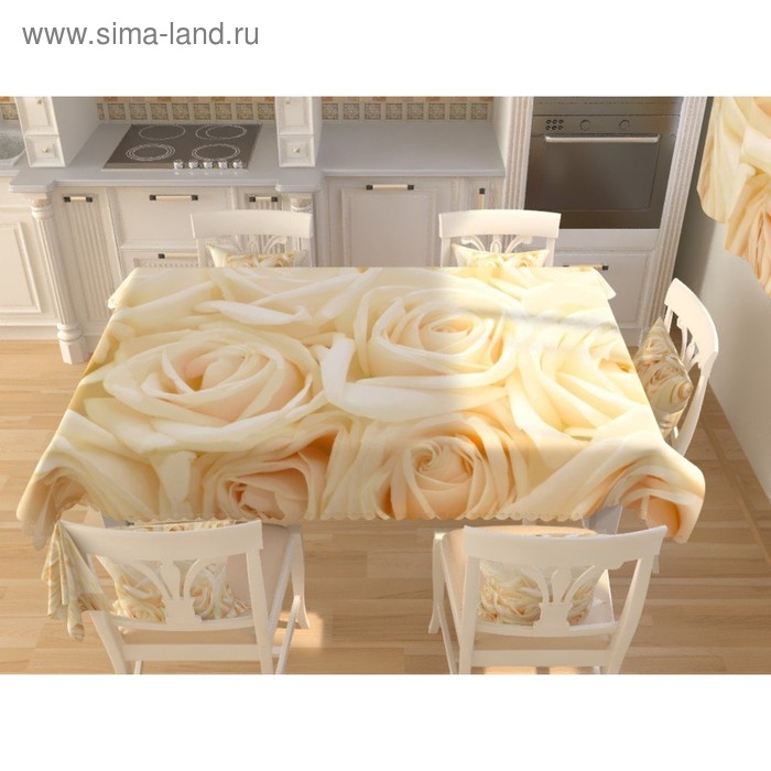 Фотоскатерть «Бежевые розы», размер 145 × 145 см, габардин - Фото 1