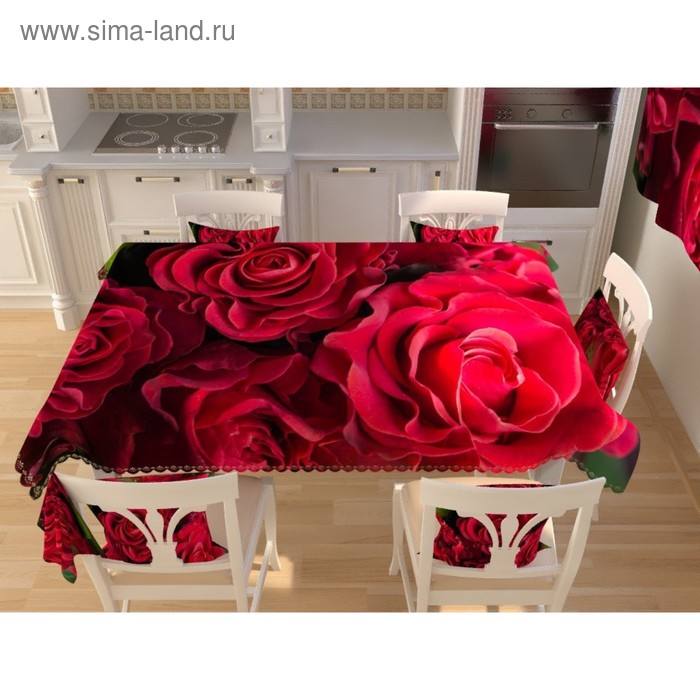 Фотоскатерть «Волнистые розы», размер 145 × 145 см, габардин - Фото 1