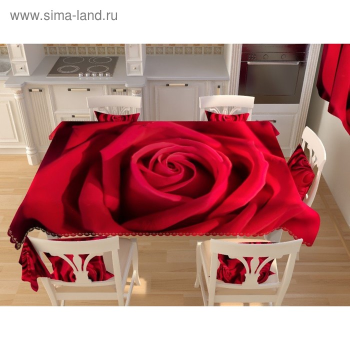 Фотоскатерть «Открытие бордовой розы», размер 145 × 145 см, габардин - Фото 1