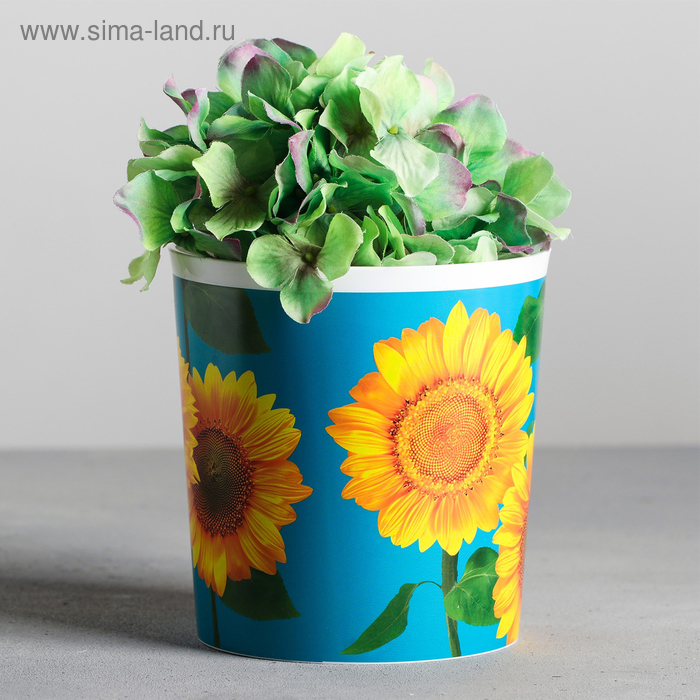 Кашпо для цветов «Подсолнухи», 1,6 л, 14 х 14 см - Фото 1