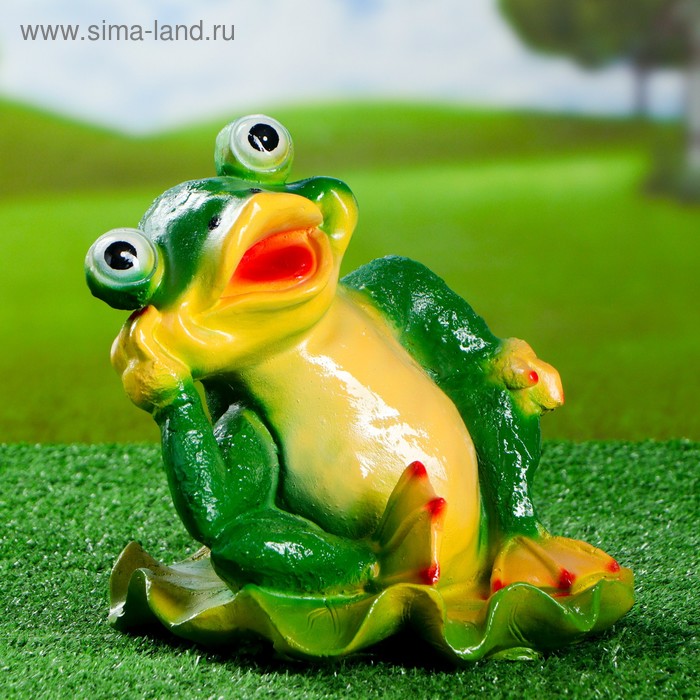 Садовая фигура "Лягушка на кувшинке", 24×24×15 см - Фото 1