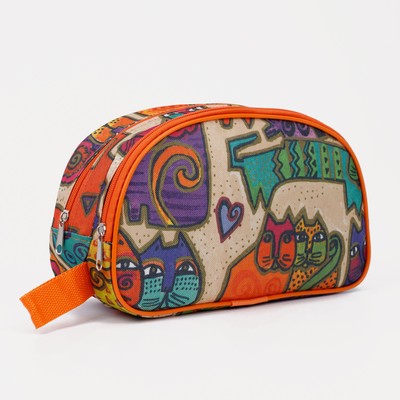 Косметичка, 2 отдела на молниях, цвет оранжевый/разноцветный