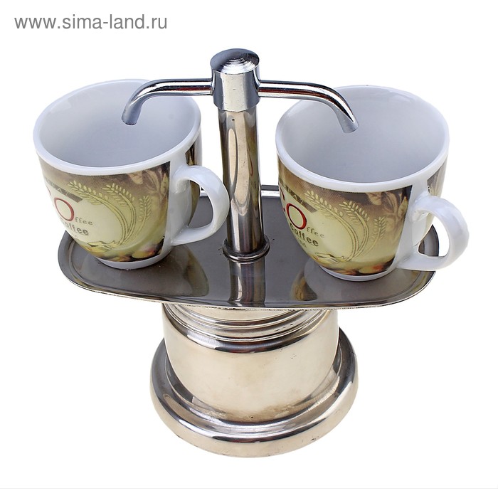 Кофеварка гейзерная с набором на две персоны "Пробуждение", на 4 чашки - Фото 1