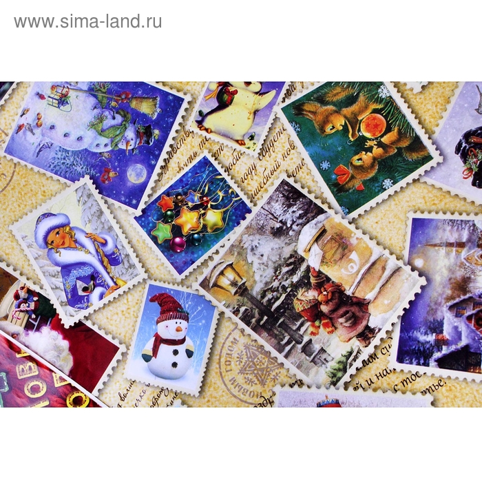 Бумага упаковочная глянцевая Снегурочка Ретро 100*70 см - Фото 1