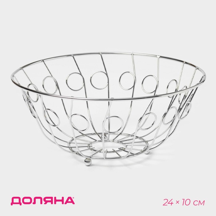Фруктовница Доляна, 24×24×10 см, хромированная - Фото 1