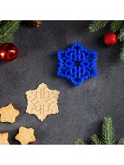 Форма для печенья новогодняя «Снежинка», вырубка, штамп, 9.2×9.2×1.4 см, пластик, синяя - Фото 2