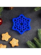 Форма для печенья новогодняя «Снежинка», вырубка, штамп, 9.2×9.2×1.4 см, пластик, синяя - Фото 3