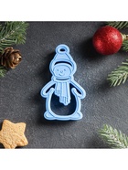 Форма для печенья новогодняя «Снеговик», вырубка, штамп, 9.9×5.7×1.5 см, пластик, голубая - Фото 2