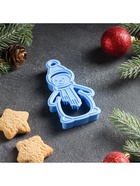 Форма для печенья новогодняя «Снеговик», вырубка, штамп, 9.9×5.7×1.5 см, пластик, голубая - Фото 3