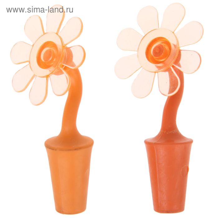 Набор пробок для бутылки, 2 шт, 10х2 см "Ромашка", цвета МИКС - Фото 1