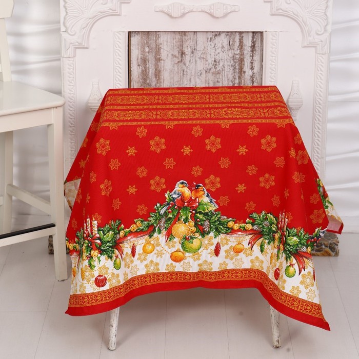 Скатерть новогодняя рогожка DomoVita Рождество 110×150 см, хлопок 100%, 170 г/м² - Фото 1