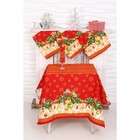 Столовый набор рогожка DomoVita Рождество скатерть 150х180 6 салф 30х30 см, хлопок, 170 г/м2   44298 - Фото 1