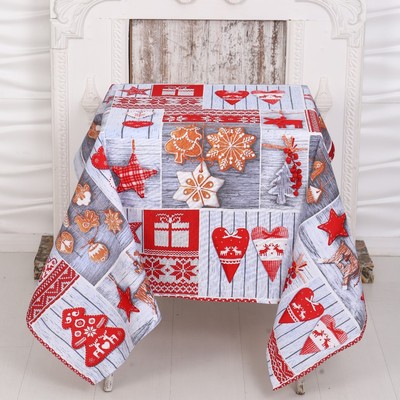 Скатерть новогодняя рогожка DomoVita Чудеса 150х180см, рогожка 170г/м, хл100%