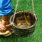 Садовая фигура "Мальчик с вёдрами", бронза, синий, гипс, 18*33*48 см - фото 35291317